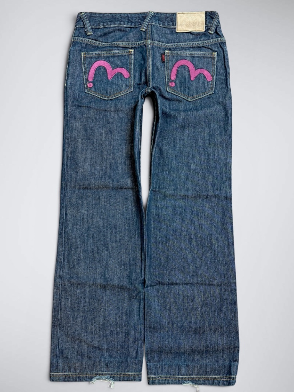 Vintage Evisu Genes Pink Embroidered Seagull Low Rise Bootcut Jeans